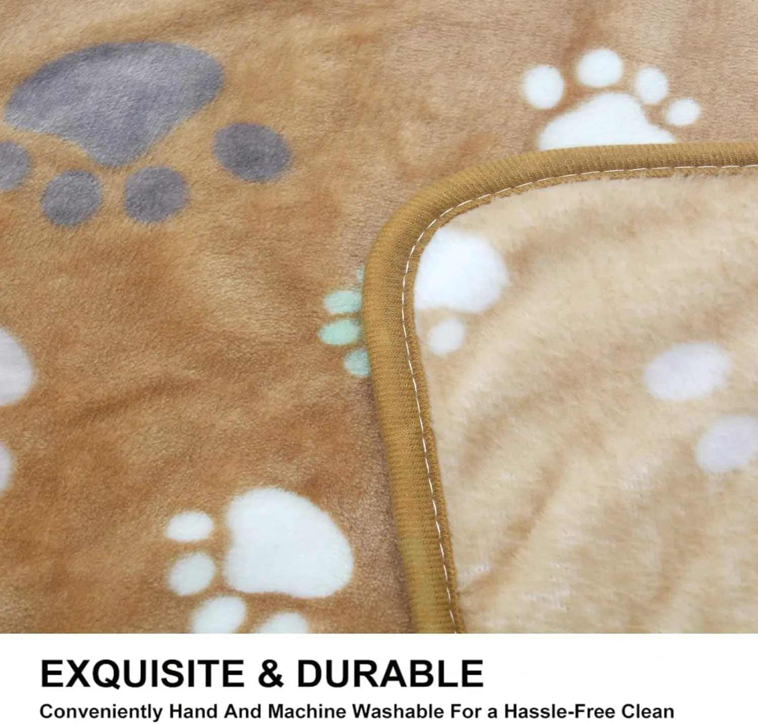 1 Pack 3 Puppy Blankets Super Soft Warm Sleep Mat Cute PAW Print Blanket Fleece Pet Blanket Flannel Throw Dog Blankets for Small Dogs Puppy Cats,Gray/White/Brown-Small(23"x15")