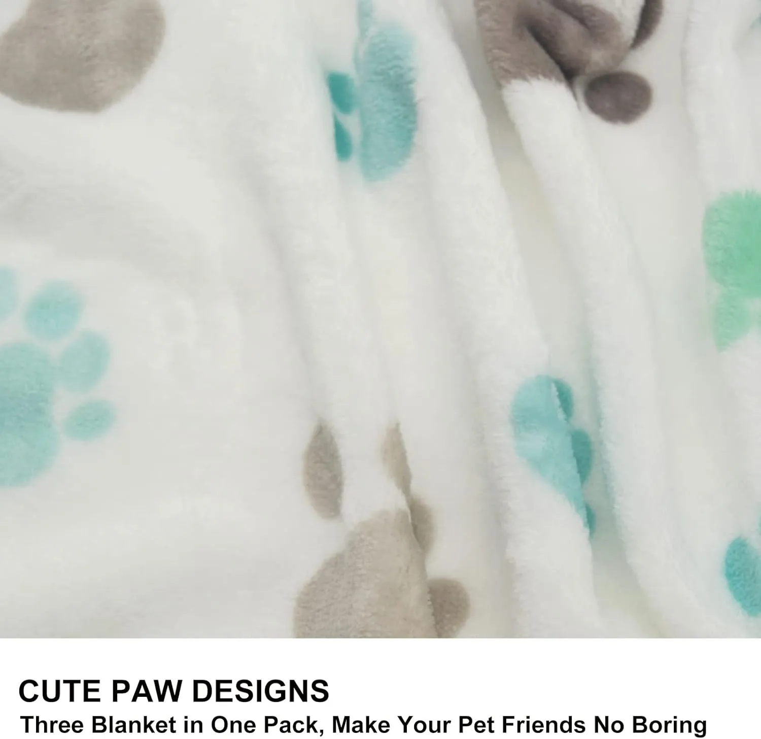 1 Pack 3 Puppy Blankets Super Soft Warm Sleep Mat Cute PAW Print Blanket Fleece Pet Blanket Flannel Throw Dog Blankets for Small Dogs Puppy Cats,Gray/White/Brown-Small(23"x15")
