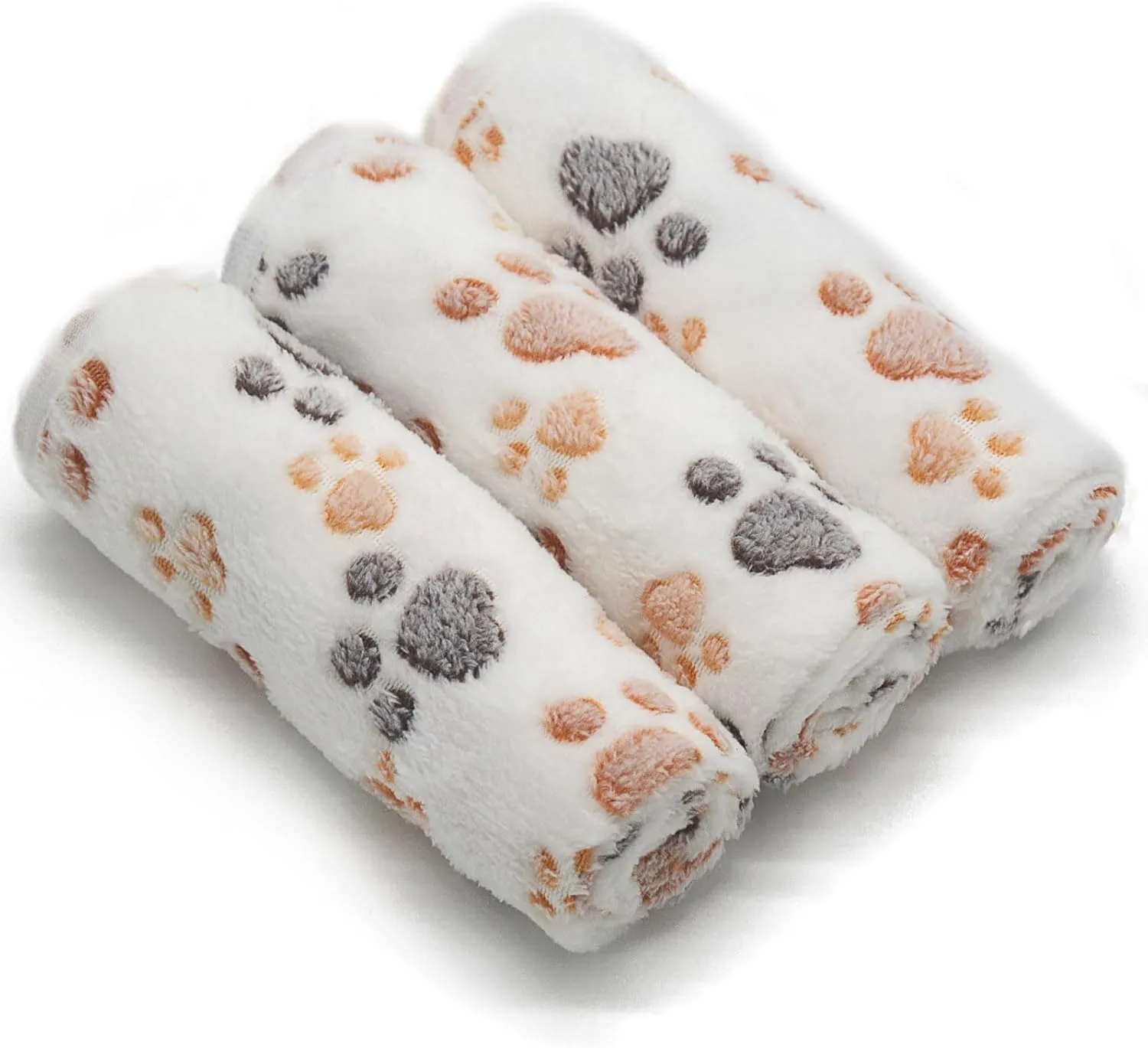 1 Pack 3 Puppy Dog Blankets Super Soft Warm Sleep Mat Fluffy Premium Fleece Pet Blanket Flannel Throw for Dog Puppy Cat - White Paw Print Large(40"x30")