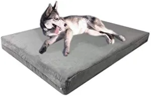 40''x35''x4'' Therapeutic Orthopedic 100% Solid True Dense Memory Foam Pad Pet Dog Bed with Washable Gray Microfiber Suede Waterproof Gusset Cover   Free 2nd External Cover
