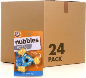 Arm & Hammer for Pets Nubbies TriBone Dog Dental Toy Best Dog Chew Toy for Moderate Chewers Dog Dental Toy Helps Reduce Plaque & Tartar Peanut Butter Flavor with Arm & Hammer Baking Soda (Pack of 24)