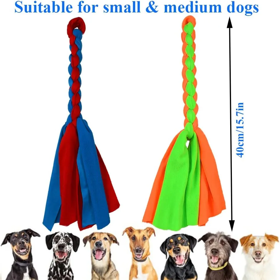ASOCEA 2 Pack Dog Fleece Rope Toy for Dog Chase and Tug Pet Interactive Cotton Chew Toy Dog Tether Lure Toy Dog Flirt Pole Replacement Toys to Outdoor Exercise & Training