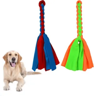 ASOCEA 2 Pack Dog Fleece Rope Toy for Dog Chase and Tug Pet Interactive Cotton Chew Toy Dog Tether Lure Toy Dog Flirt Pole Replacement Toys to Outdoor Exercise & Training