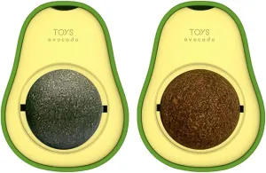 Avocado Catnip Wall Ball Cat Toys Catnip, 2PCS Cute Avocado Shape Catnip Toys Rotatable Treats Toys for Indoor Cats