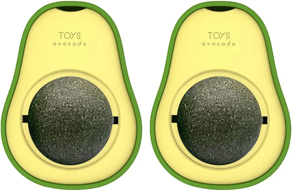 Avocado Catnip Wall Ball Cat Toys Catnip, 2PCS Cute Avocado Shape Catnip Toys Rotatable Treats Toys for Indoor Cats