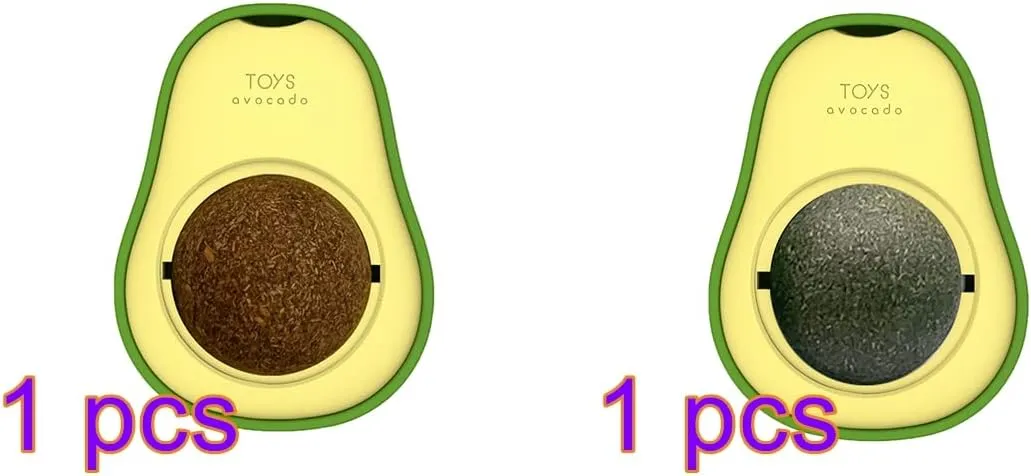 Avocado Catnip Wall Ball Cat Toys Catnip, 2PCS Cute Avocado Shape Catnip Toys Rotatable Treats Toys for Indoor Cats