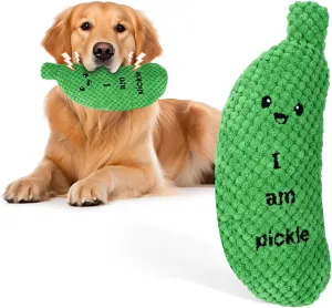 BABORUI Pickle Squeaky Dog Toy for Aggressive Chewers, Funny Plush Toy for Small/Medium/Large Dogs, Exercise and Accompany, GREEN