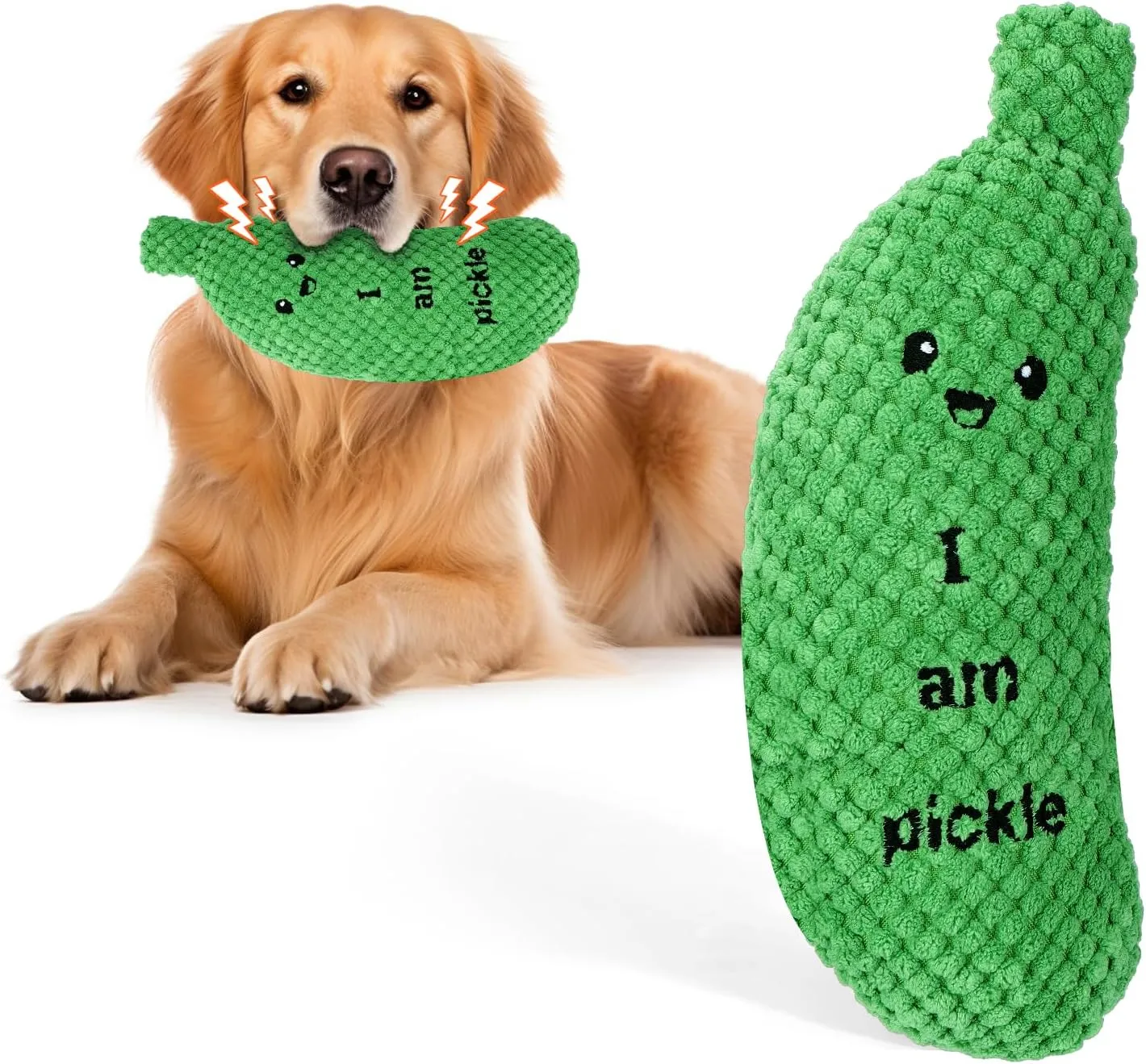 BABORUI Pickle Squeaky Dog Toy for Aggressive Chewers, Funny Plush Toy for Small/Medium/Large Dogs, Exercise and Accompany, GREEN