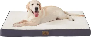 Bedfolks Orthopedic Dog Bed for Extra Large Dogs - Egg Foam Dog Crate Bed with Removable Waterproof Cover, Pet Bed Mat Suitable for Dogs and Pets Up to 100 lbs (44 x 32 x 3.5 inches, Grey)