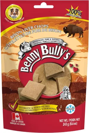 Benny Bully's Bison Liver Chops - Freeze-Dried Bison Liver Dog Treats, High-Protein Natural Snack for Dogs, Grain-Free, Healthy, 243g, Premium Treats for Canines