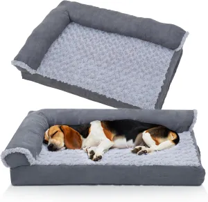 Black Rhino Dog Beds - Comfortable Memory Foam Pet Sofa Bed with L-Shaped Design, Removable & Machine Washable Cover - Grey Indoor Dog Bed for Ultimate Comfort and Support - Perfect for Large Dogs