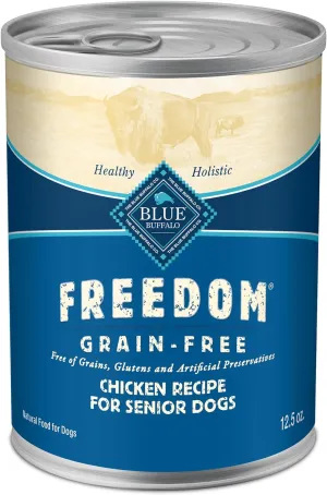Blue Buffalo Freedom Grain-Free Senior Wet Dog Food, Free of Glutens & Artificial Preservatives, Made With Natural Ingredients, Chicken Recipe, 12.5-oz. Cans (12 Count)