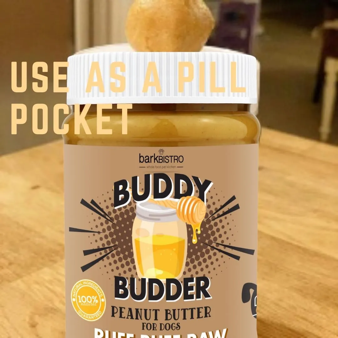 BUDDY BUDDER Bark Bistro Company, Superberry Snoot   Pumpkin Pup, Natural Dog Peanut Butter, Dog Treat, Made in USA (Set of 2, 17oz Jars)