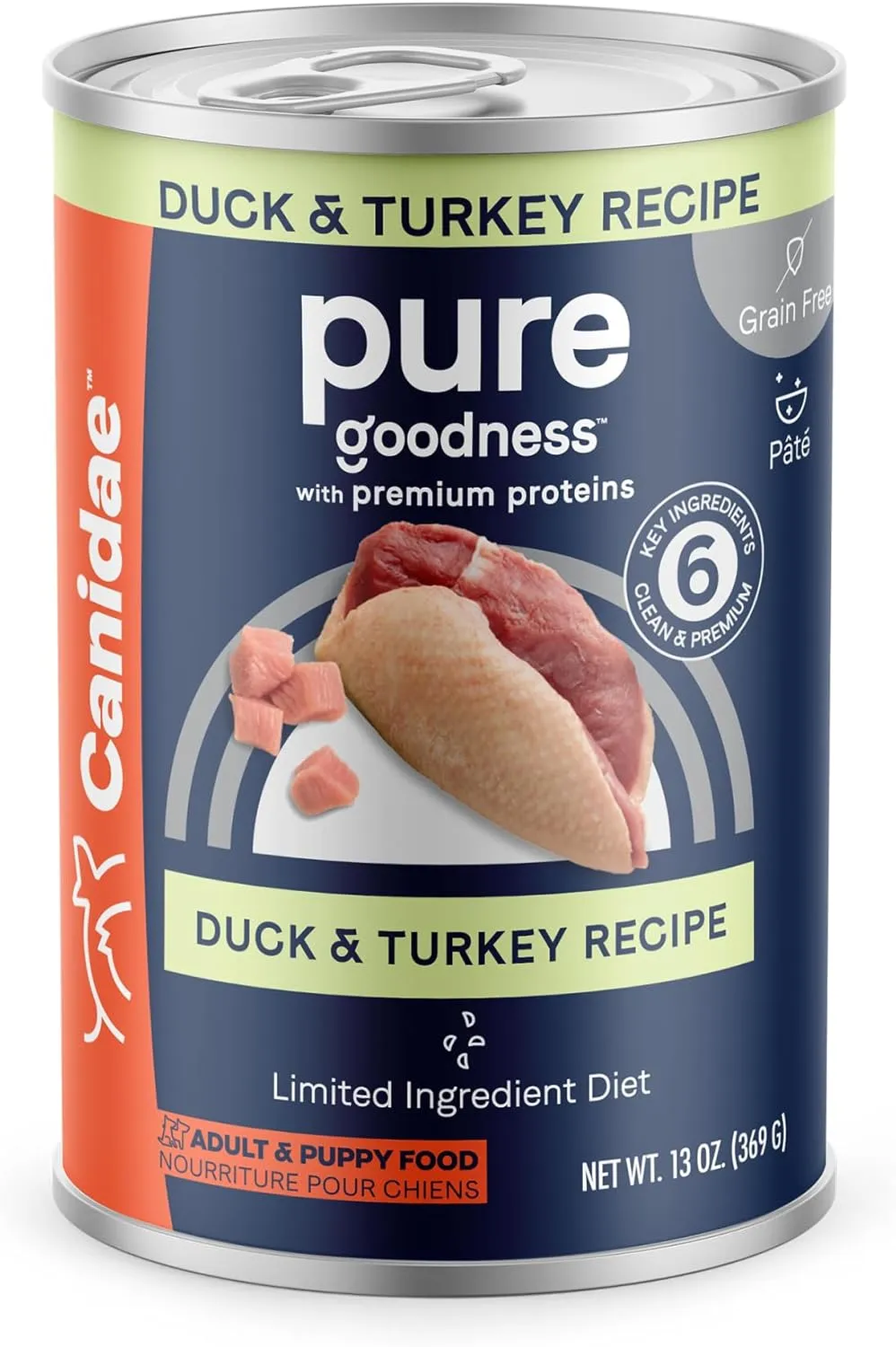 Canidae Pure Limited Ingredient Premium Adult Wet Dog Food, Duck & Turkey Recipe, 13 oz. (Case of 12), Grain Free