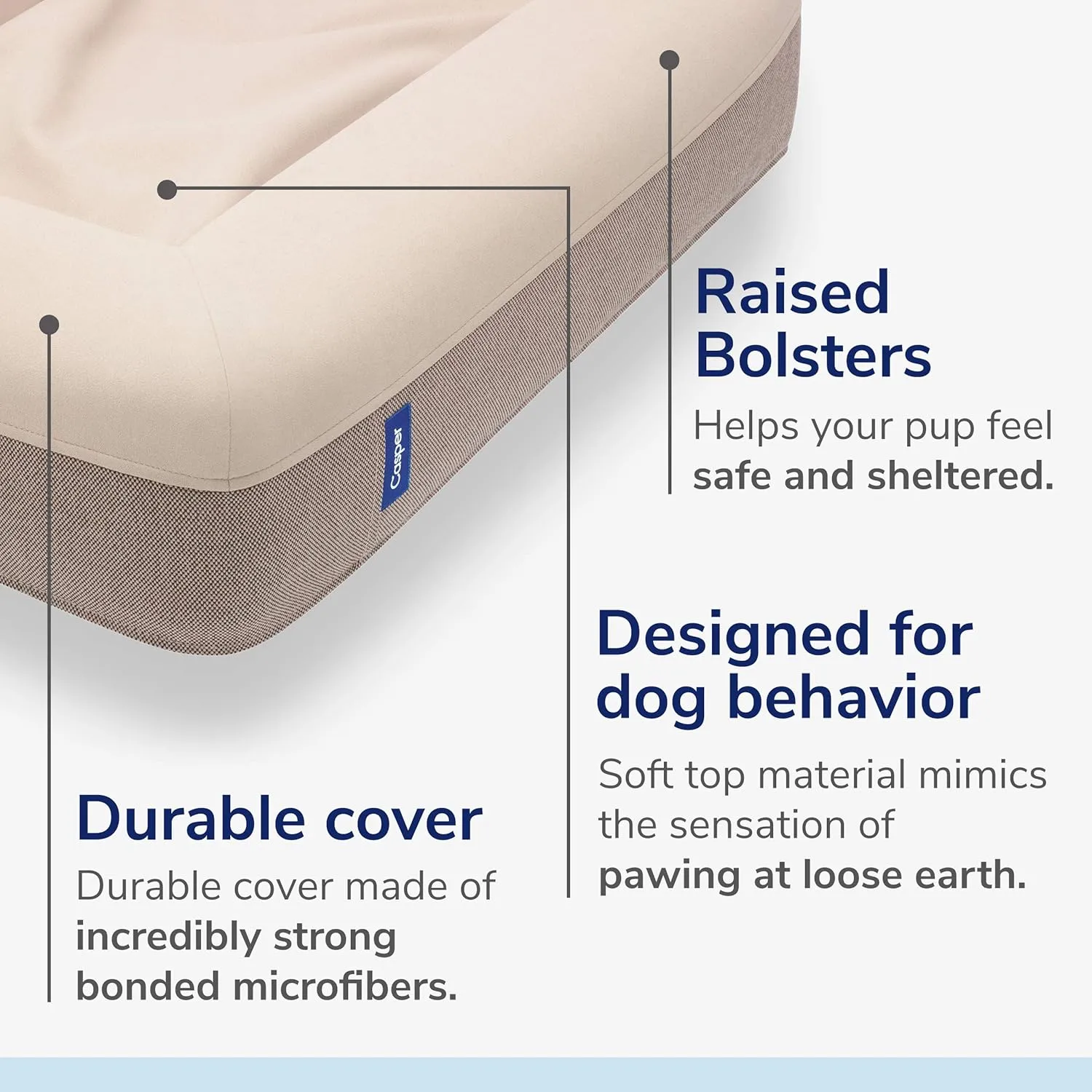 Casper Dog Bed, Plush Memory Foam, Small, Sand