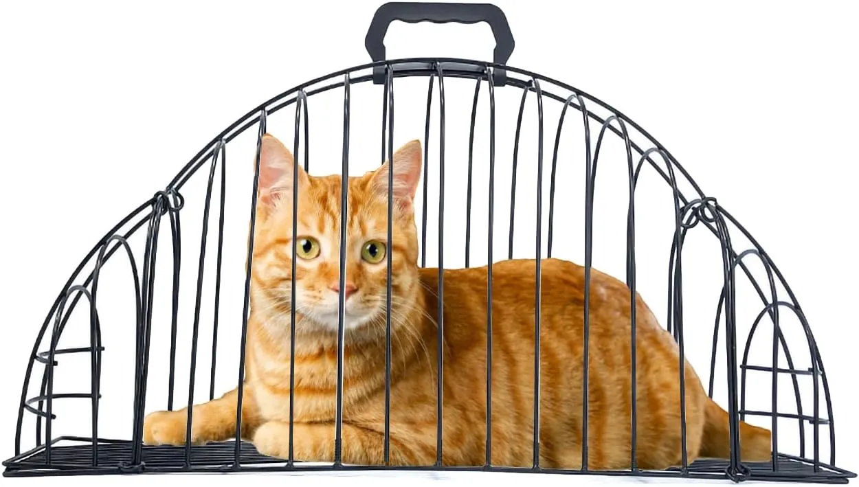 Cat Shower Cage, Escape-Proof Metal Bathing Cage for Cats, Scratch-Resistant Grid, Dual Doors, Portable Cat Washing Box with Carry Handle(Small)