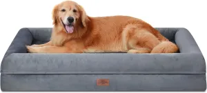 Comfort Expression Extra Large Dog Bed Orthopedic Washable: XL Dog Bed with Waterproof Removable Cover Dogs Beds for Extra Large Dogs with Non-Slip Bottom Memory Foam Grey- 42" x 30"