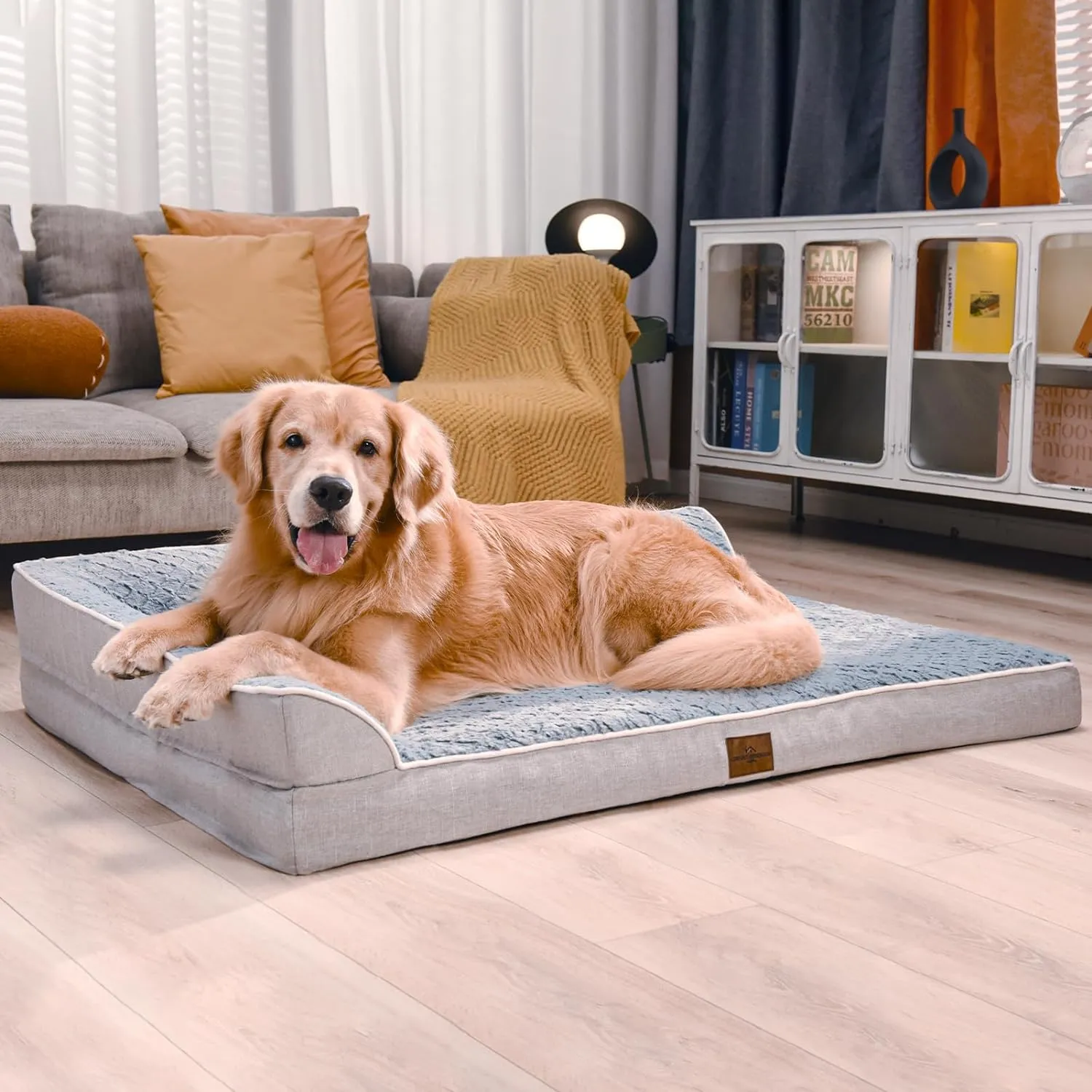 Comfort Expression XL Dog Bed Orthopedic, Extra Large Dog Beds with Comfy Bolsters, Waterproof Dogs Bed, Pet Bed Sofa with Removable Washable Cover and Nonskid Bottom(X-Large,Grey)