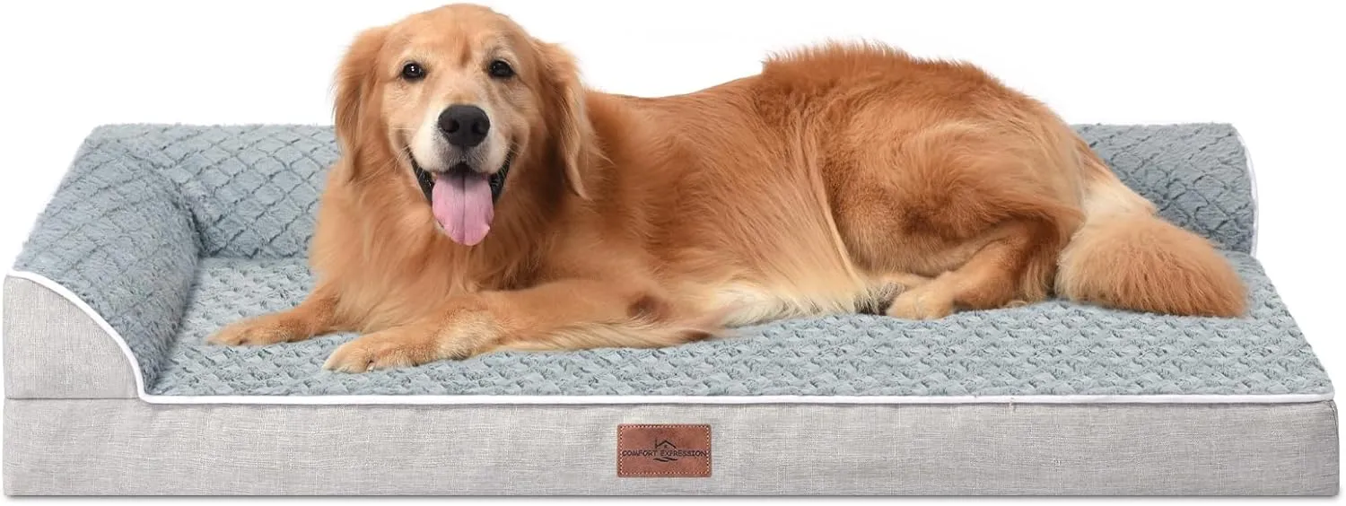 Comfort Expression XL Dog Bed Orthopedic, Extra Large Dog Beds with Comfy Bolsters, Waterproof Dogs Bed, Pet Bed Sofa with Removable Washable Cover and Nonskid Bottom(X-Large,Grey)