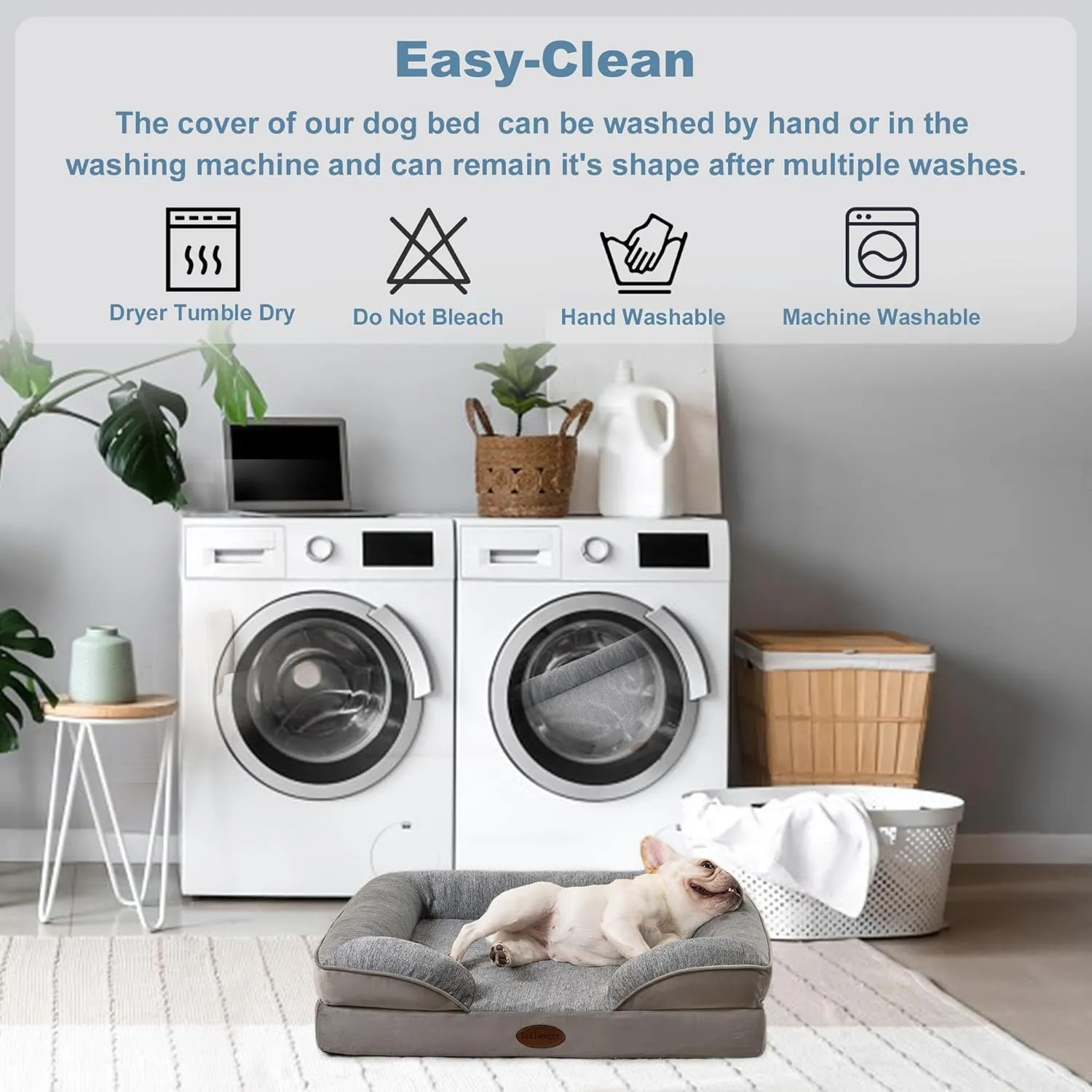 Cooling Pet Bed for Medium Dogs and Cats, Waterproof Orthopedic Dog Sofa Bed, Supportive Foam Pet Couch Bed with Washable Removable Cover, Waterproof Lining and Nonskid Bottom(Medium, Grey)