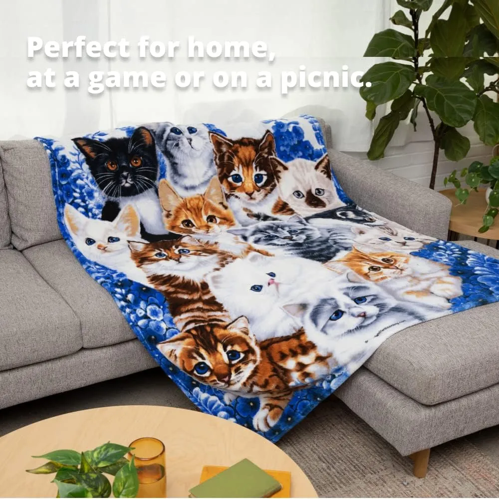 Dawhud Direct Collage Kitten Fleece Blanket for Bed, 50" x 60" Cute Fleece Throw Blanket for Girls, Women, Men and Kids - Super Soft Plush Cat Blanket Throw