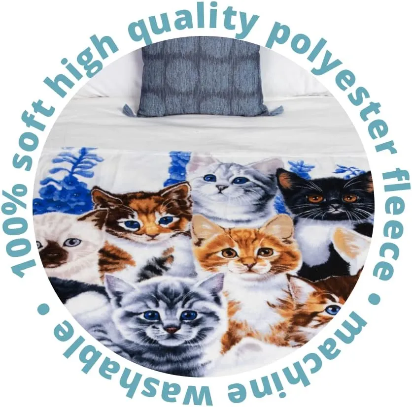 Dawhud Direct Collage Kitten Fleece Blanket for Bed, 50" x 60" Cute Fleece Throw Blanket for Girls, Women, Men and Kids - Super Soft Plush Cat Blanket Throw