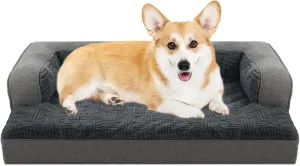 Dog Beds for Medium,Small Dogs,Orthopedic Dog Sofa Bed with Removable Washable Cover,Waterproof Egg Foam Pet Couch Bed& Furniture,31x25 Inch, Gray