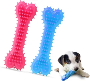 Dog Dental Chew Toy for Small Dogs  Soft Bristle Bone for Teeth Cleaning & Healthy Gums, Durable & Safe Puppy Chew Stick (Pink)