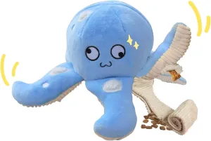 Dog Puzzle Toy, Interactive Snuffle Octopus Toy for Small Medium Large Dogs  Hide & Seek Treat Dispenser with Squeaky & Crinkle Sounds, Plush Chew Toy, Durable & Washable (Blue)
