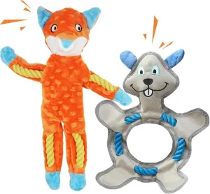 Dog Toys to Keep Them Busy, Plush Tug of War Interactive Rope Dog Toys, Squeaky Chew Toys for Small Medium Large Dogs