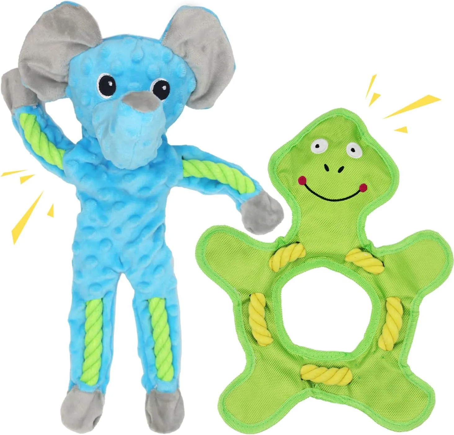 Dog Toys to Keep Them Busy, Plush Tug of War Interactive Rope Dog Toys, Squeaky Chew Toys for Small Medium Large Dogs