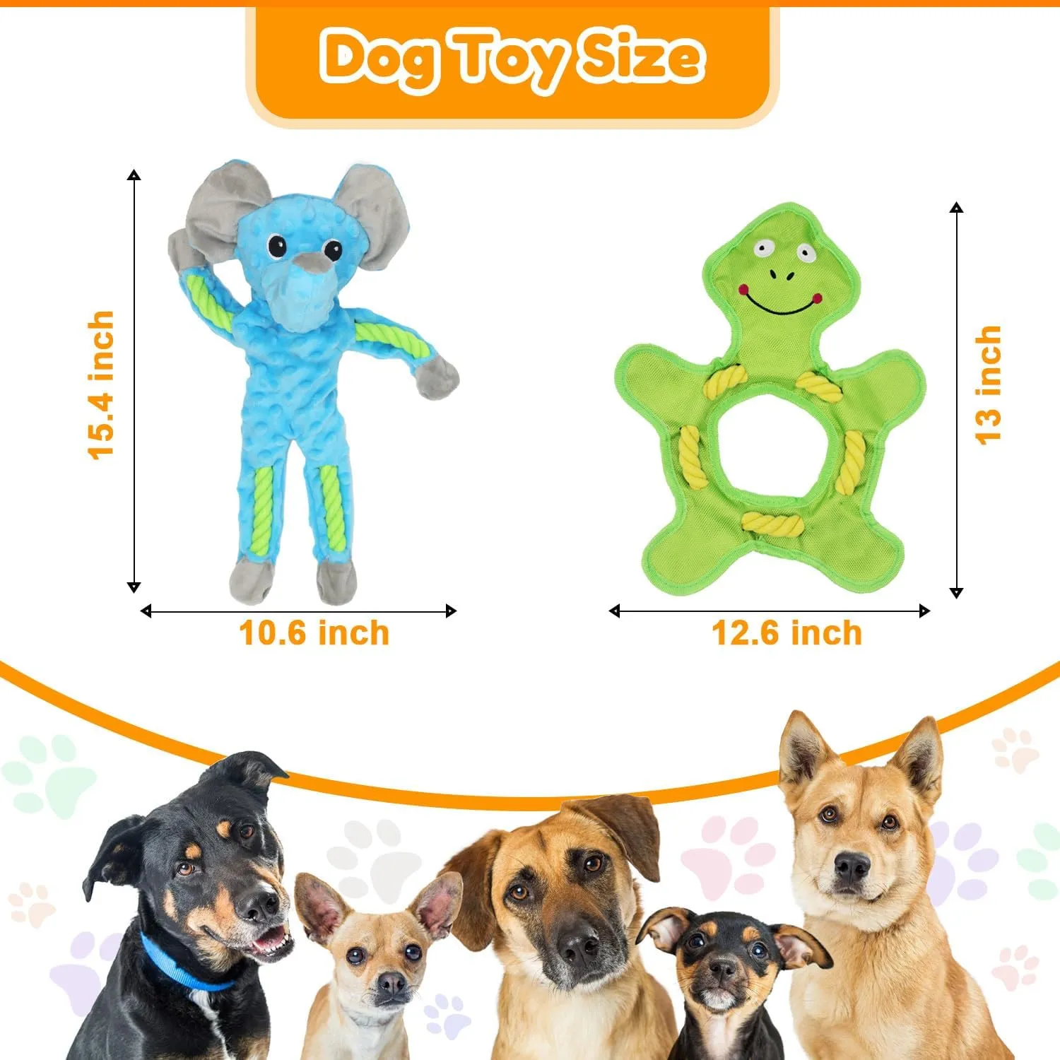 Dog Toys to Keep Them Busy, Plush Tug of War Interactive Rope Dog Toys, Squeaky Chew Toys for Small Medium Large Dogs