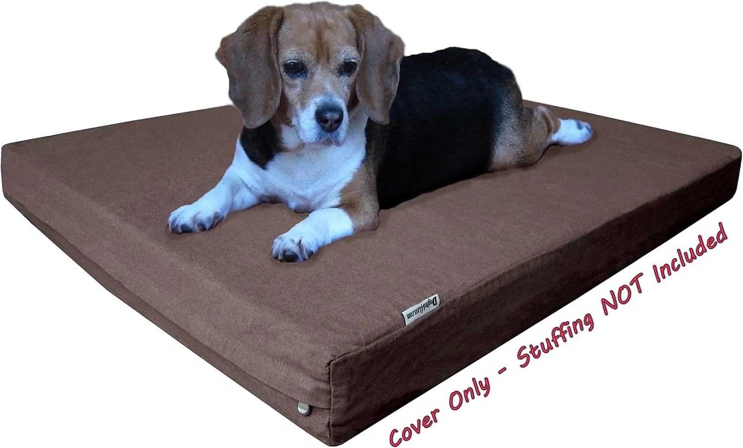 Dogbed4less 37X27X4 Inches Size Brown Color Denim Jean Dog Pet Bed External Zipper Cover - Replacement Cover only