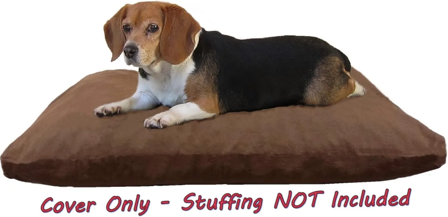 Dogbed4less 37X27X4 Inches Size Brown Color Denim Jean Dog Pet Bed External Zipper Cover - Replacement Cover only