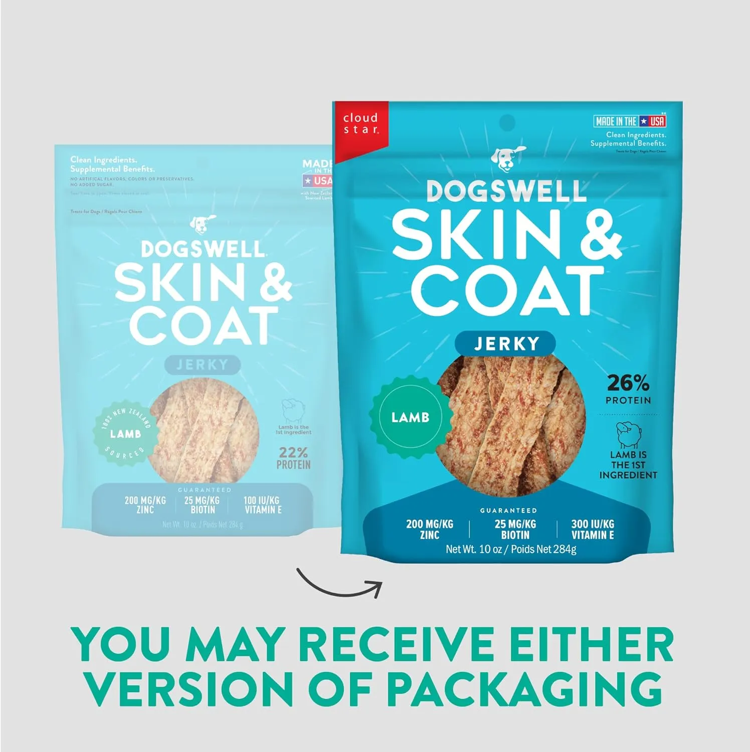 Dogswell Jerky Skin and Coat  Real Lamb Jerky Dog Treats with Skin & Coat Support (10 oz. Lamb)