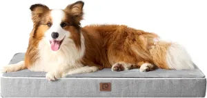 EHEYCIGA Orthopedic Memory Foam Dog Beds for Extra Large Dogs with Removable Waterproof Liner, Grey, 41x27