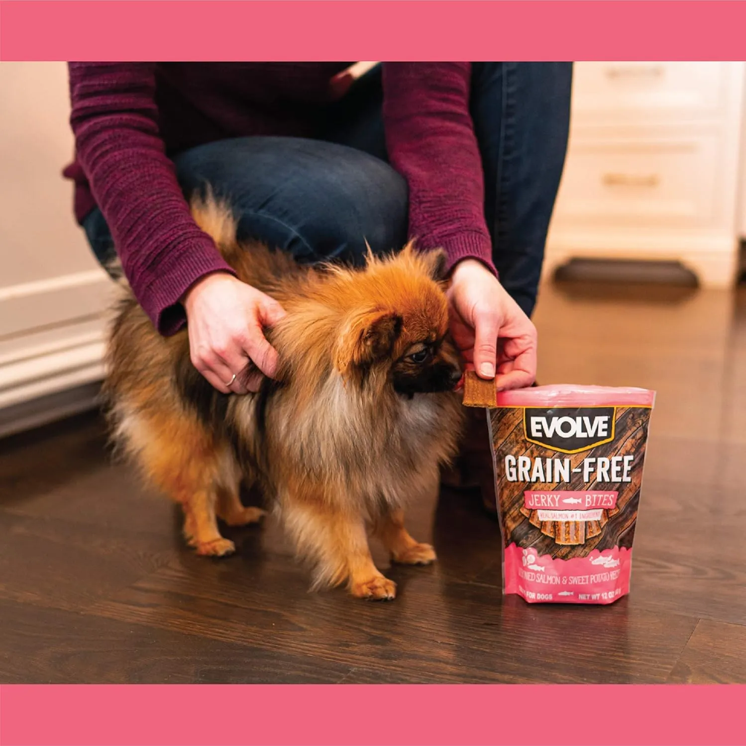 Evolve Grain Free Deboned Salmon and Sweet Potato Jerky Bites Dog Treats, 25oz