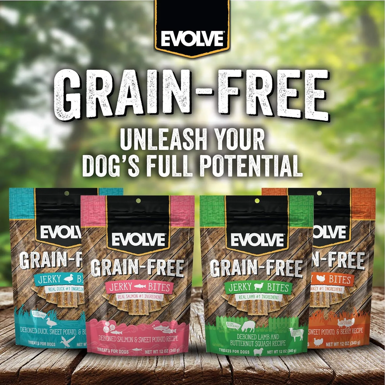 Evolve Grain Free Deboned Salmon and Sweet Potato Jerky Bites Dog Treats, 25oz
