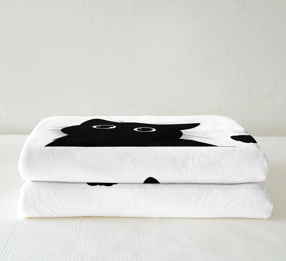 Feelyou Black Cat Blanket for Kids Toddler Cute Pet Cats Pattern Fleece Throw Blanket Lovely Kitten Plush Blankets and Throws Super Soft Cozy Animal Sherpa Blanket for Couch Bed Sofa 60"x80" White