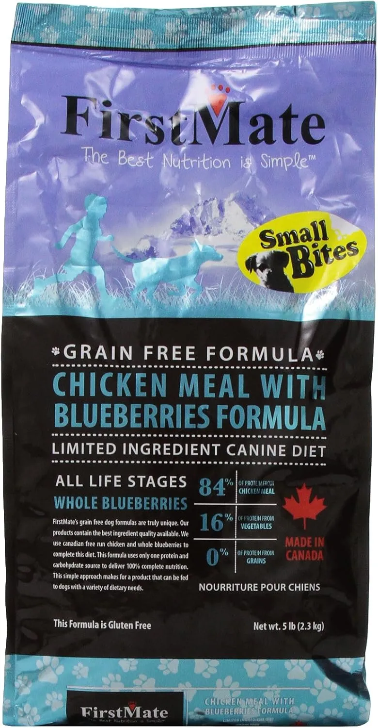 Firstmate Pet Foods Chicken With Blueberries Small Bites, 5 Pounds, Grain-Free Dry Dog Food
