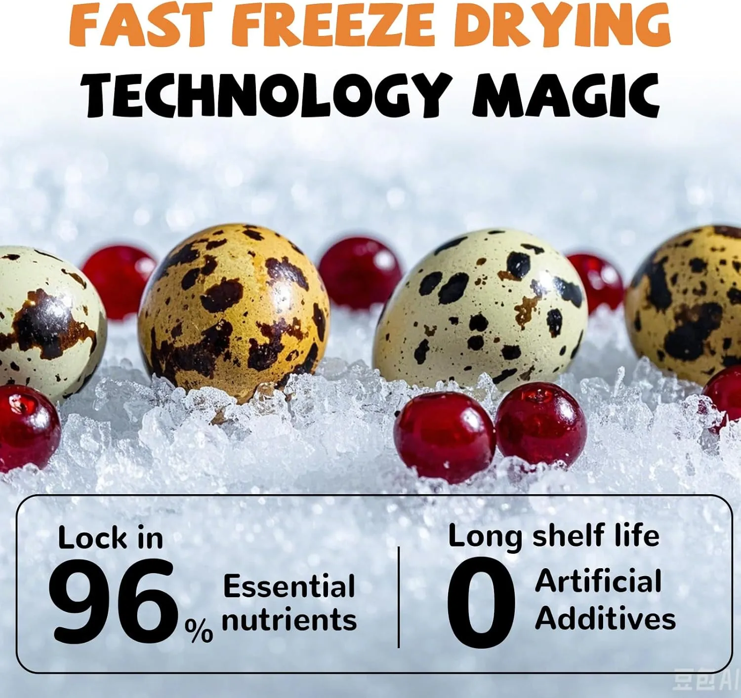 Freeze Dried Cat & Dog Treats, Natural Quail Egg Yolk, Rich in Antioxidants Cranberry Added, High-Protein Pet Snacks for Coat & Urinary Health, 3.5 oz