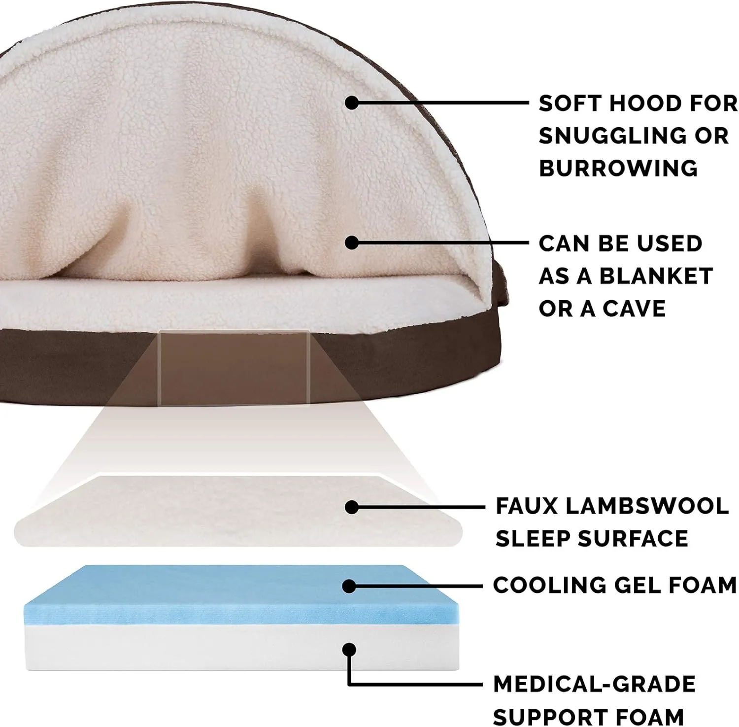Furhaven 26" Round Cooling Gel Dog Bed for Medium/Small Dogs w/ Removable Washable Cover, For Dogs Up to 30 lbs - Sherpa & Suede Snuggery - Espresso, 26-inch