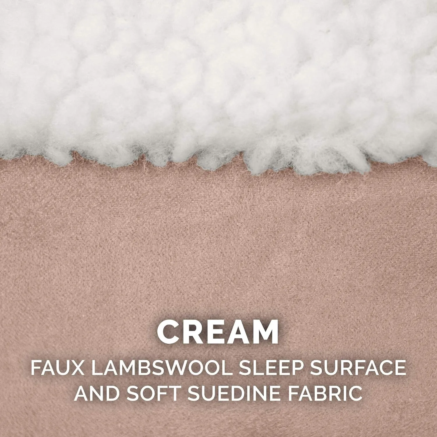 Furhaven 44" Round Memory Foam Dog Bed for Large Dogs w/ Removable Washable Cover, For Dogs Up to 80 lbs - Sherpa & Suede Snuggery - Cream, 44-inch