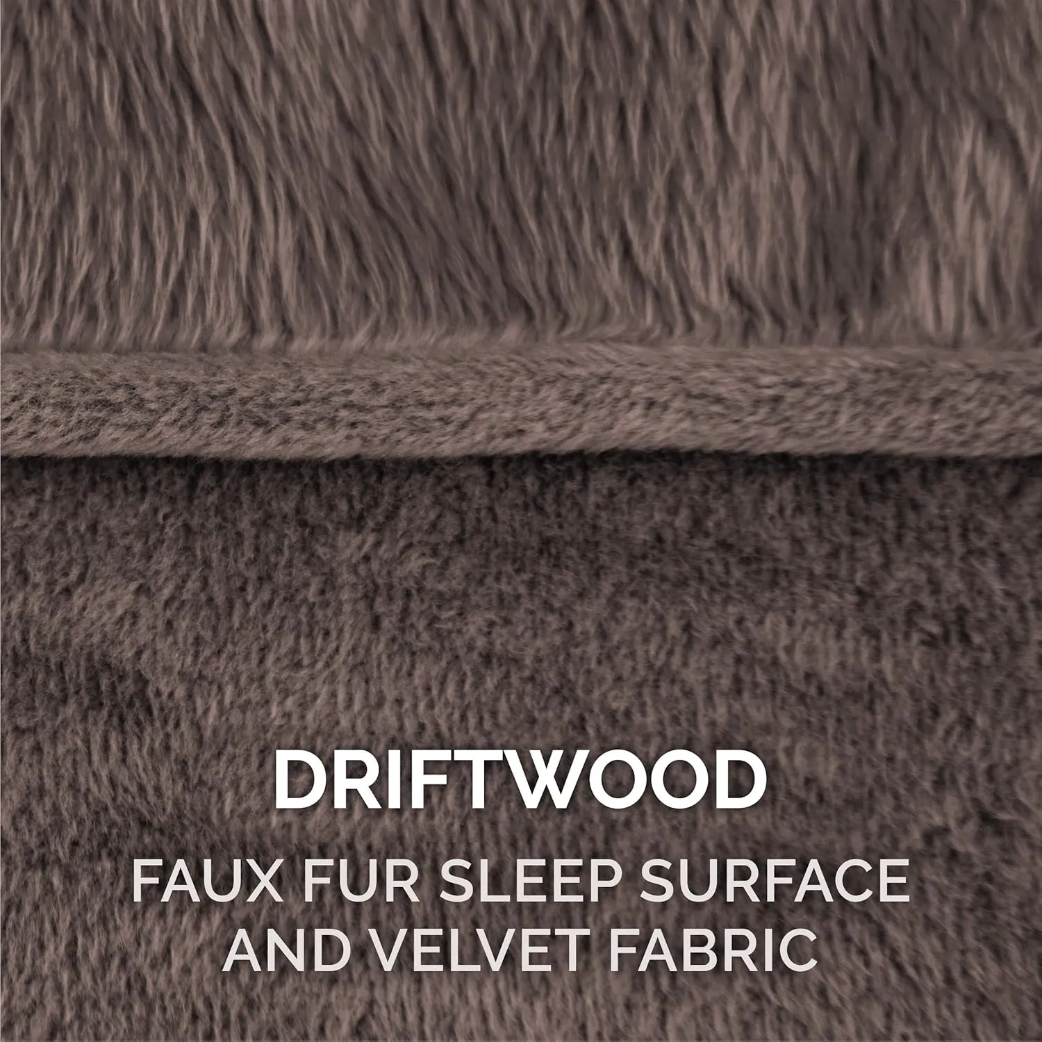 Furhaven Memory Foam Dog Bed for Large Dogs w/ Removable Bolsters & Washable Cover, For Dogs Up to 95 lbs - Faux Fur & Velvet Sofa - Driftwood Brown, Jumbo/XL