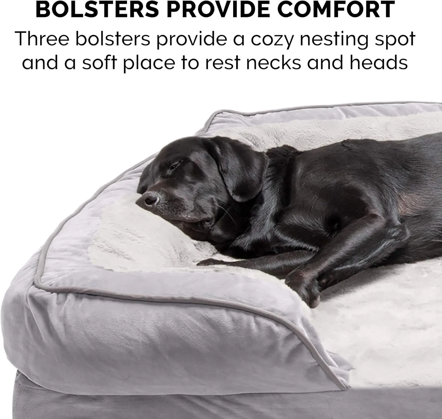Furhaven Memory Foam Dog Bed for Medium/Small Dogs w/ Removable Bolsters & Washable Cover, For Dogs Up to 35 lbs - Plush & Velvet Waves Perfect Comfort Sofa - Granite Gray, Medium