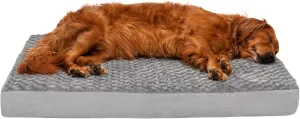 Furhaven Orthopedic Dog Bed for Large Dogs w/ Removable Washable Cover, For Dogs Up to 95 lbs - Ultra Plush Faux Fur & Suede Mattress - Gray, Jumbo/XL