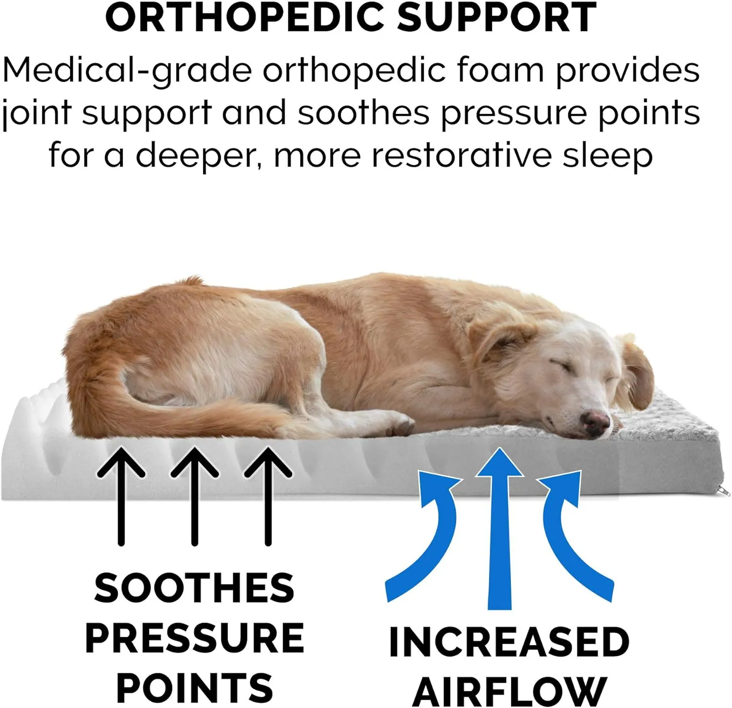 Furhaven Orthopedic Dog Bed for Large Dogs w/ Removable Washable Cover, For Dogs Up to 95 lbs - Ultra Plush Faux Fur & Suede Mattress - Gray, Jumbo/XL