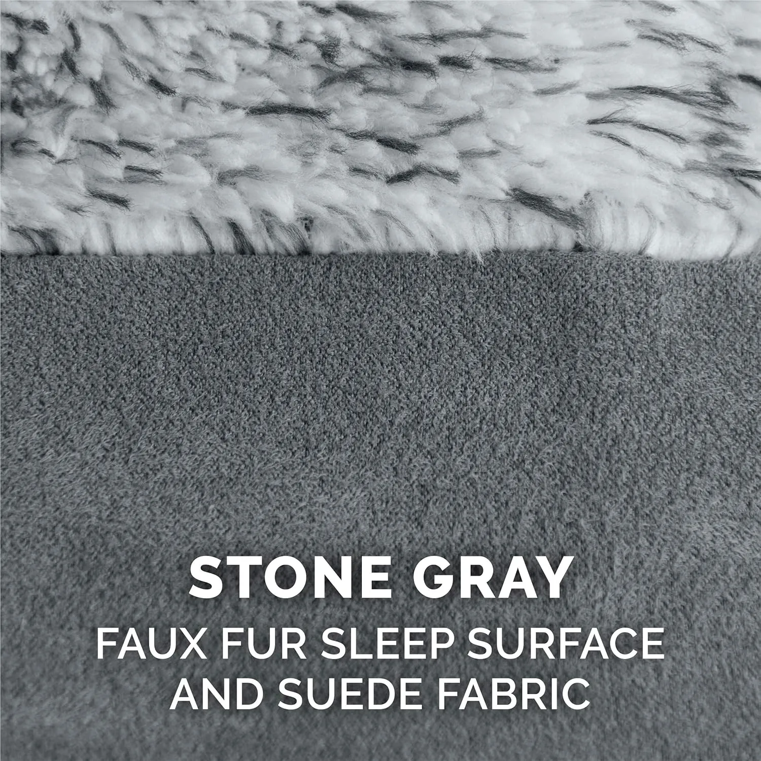 Furhaven Replacement Dog Bed Cover Two-Tone Faux Fur & Suede L Shaped Chaise, Machine Washable - Stone Gray, Jumbo Plus (XX-Large)