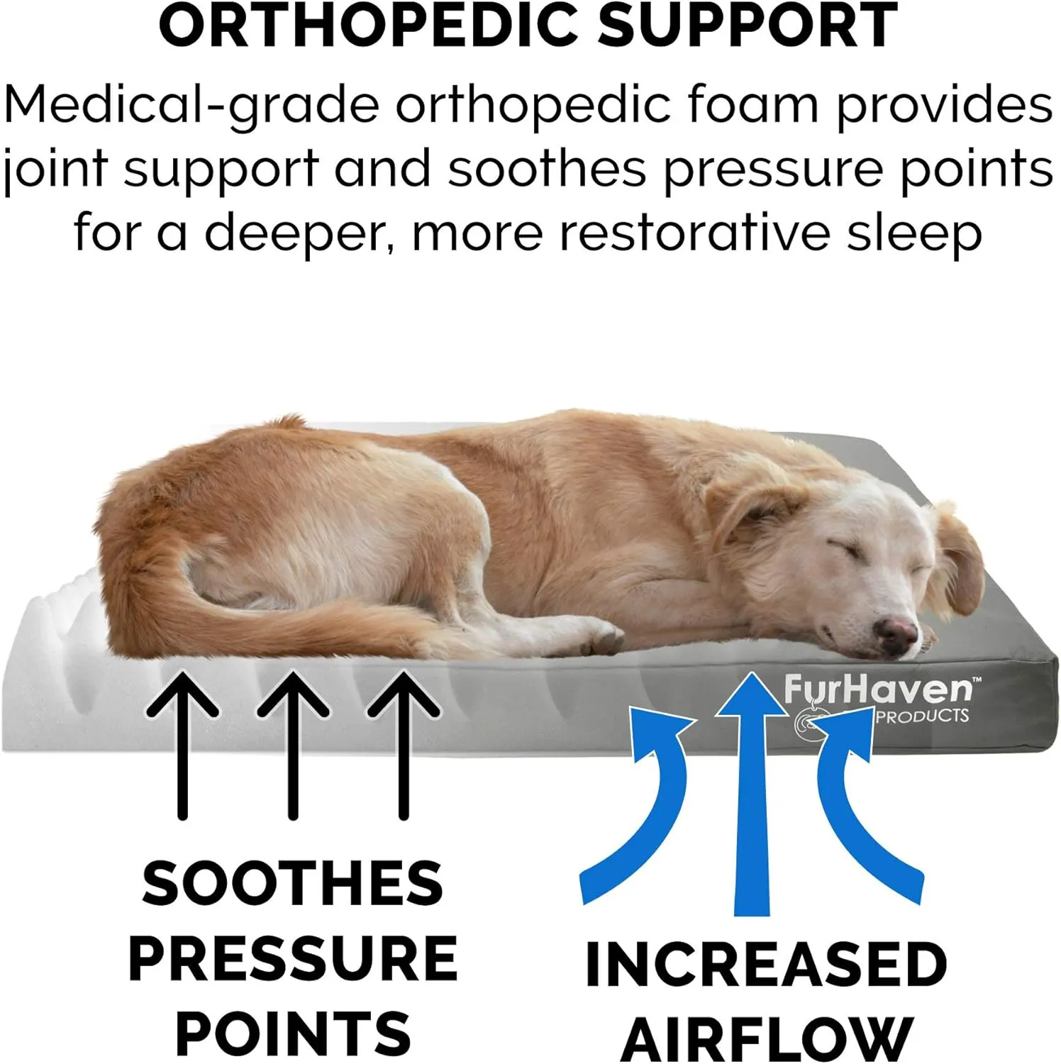 Furhaven Water-Resistant Orthopedic Dog Bed for Medium/Small Dogs w/ Removable Washable Cover, For Dogs Up to 35 lbs - Indoor/Outdoor Logo Print Oxford Polycanvas Mattress - Stone Gray, Medium