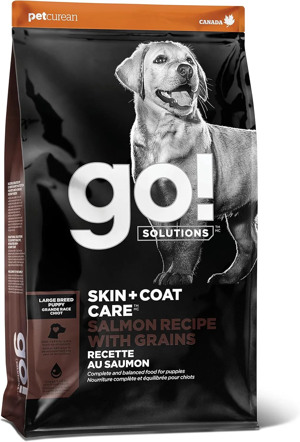 Go! Solutions Skin   Coat Care, Dry Dog Food, Large Breed Puppy Salmon Recipe with Grains, 25 lb Bag